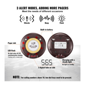 Ασύρματο Σύστημα Ειδοποίησης Έτοιμης Παραγγελίας Πελατών για Εστιατόρια με 999 Κανάλια και 20 Συσκευές VEVOR DCPQCQDRCPYXD4Z5MV2 - Image 2