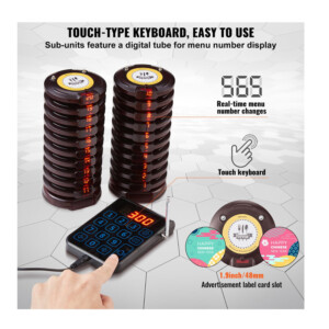 Ασύρματο Σύστημα Ειδοποίησης Έτοιμης Παραγγελίας Πελατών για Εστιατόρια με 999 Κανάλια και 20 Συσκευές VEVOR DCPQCQDRCPYXD4Z5MV2 - Image 4