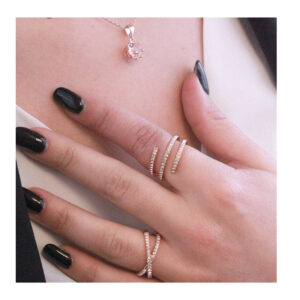 Δαχτυλίδι Σπιράλ από Ορείχαλκο με Κρύσταλλα Swarovski® Elements Χρώματος Ροζ - Χρυσό MYC DR0321_RG_52 - Image 2