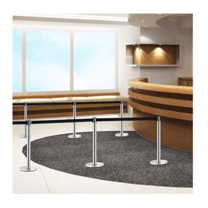 Σετ Διαχωριστικά Κολωνάκια από Ανοξείδωτο Ατσάλι με Ιμάντα 2 m Χρώματος Ασημί 2 τμχ HOMCOM E11-001SR - Image 5