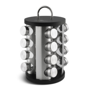 Σετ Δοχεία Μπαχαρικών με Περιστρεφόμενη Βάση 17 τμχ Χρώματος Μαύρο Edenberg EB-4027