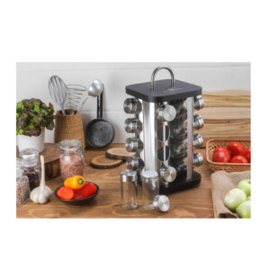 Σετ Δοχεία Μπαχαρικών με Περιστρεφόμενη Βάση 17 τμχ Χρώματος Μαύρο Edenberg EB-4029 - Image 5