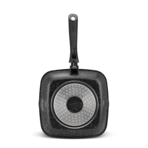 Αντικολλητικό Τηγάνι - Γκριλ 24 cm με Κεραμική Μαρμάρινη Επίστρωση και Γυάλινο Καπάκι Edenberg EB-8136 - Image 4