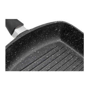 Αντικολλητικό Τηγάνι - Γκριλ 24 cm με Κεραμική Μαρμάρινη Επίστρωση και Γυάλινο Καπάκι Edenberg EB-8136 - Image 5