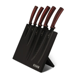 Σετ Μαχαίρια με Μαγνητική Βάση 6 τμχ Χρώματος Μπορντό Edenberg EB-964