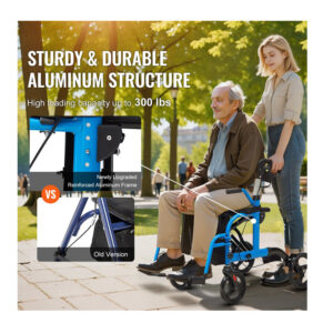 Πτυσσόμενος Περιπατήρας/Αμαξίδιο Αλουμινίου με Τσάντα Αποθήκευσης 2 σε 1 1000 x 615 x 845 mm VEVOR EHYZXQCKJLQ8MZ3U6V0 - Image 5