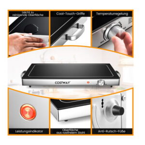 Ηλεκτρικός Θερμαινόμενος Δίσκος Σερβιρίσματος 300 W 64 x 36 x 6.5 cm Costway ES10259DE-DK - Image 2