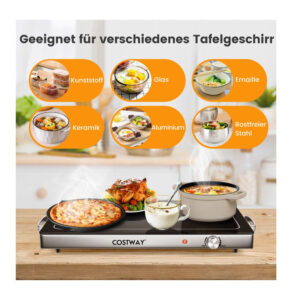 Ηλεκτρικός Θερμαινόμενος Δίσκος Σερβιρίσματος 300 W 64 x 36 x 6.5 cm Costway ES10259DE-DK - Image 3