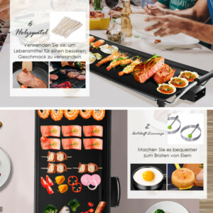 Costway Ηλεκτρική Ψησταριά 1800W με Ρυθμιζόμενη Θερμοκρασία 90x23cm Μαύρη ES10279DE-BK - Image 4