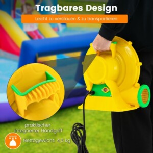 Costway  550W Φυσητήρας Φουσκωτού με Λαβή & Πασσάλους Αέρας Ανεμιστήρας Ακτινικός 45 x 35 x 40 εκ. ES10290DE - Image 5