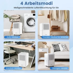 Αφυγραντήρας 15 L/ημέρα με 4 Λειτουργίες και Χρονοδιακόπτη 210 W 29 x 24 x 47 cm - Λευκό ES10428DE-WH Costway - Image 2