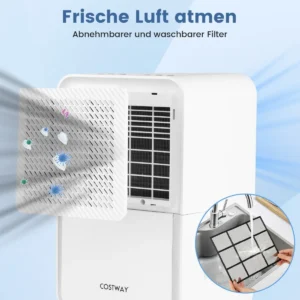 Αφυγραντήρας 15 L/ημέρα με 4 Λειτουργίες και Χρονοδιακόπτη 210 W 29 x 24 x 47 cm - Λευκό ES10428DE-WH Costway - Image 3