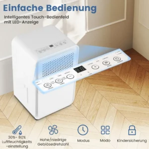 Αφυγραντήρας 15 L/ημέρα με 4 Λειτουργίες και Χρονοδιακόπτη 210 W 29 x 24 x 47 cm - Λευκό ES10428DE-WH Costway - Image 4