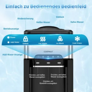 Ψύκτης Νερού 3-σε-1 με Παραγωγή Πάγου και 3 Ρυθμίσεις Θερμοκρασίας 28 x 43 x 48 cm - Ασημί ES10486DE-SL Costway - Image 3