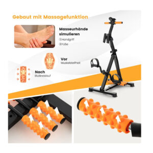 Διπλή Πεταλιέρα Χεριών - Ποδιών με Λάστιχα Αντίστασης 43-53 x 45 x 87-100 cm Costway FH10077YE - Image 3