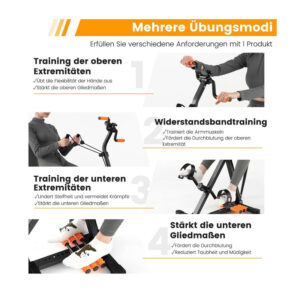 Διπλή Πεταλιέρα Χεριών - Ποδιών με Λάστιχα Αντίστασης 43-53 x 45 x 87-100 cm Costway FH10077YE - Image 5