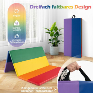 Costway Τριπλά Αναδιπλούμενο Στρώμα Γυμναστικής με Χειρολαβές και Αφαιρούμενο Κάλυμμα FH10115CS - Image 5