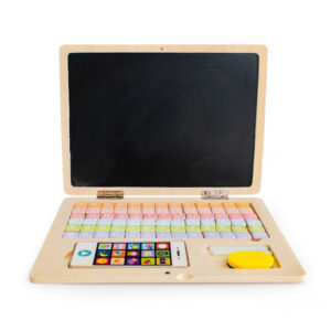 Ξύλινο Εκπαιδευτικό Παιδικό Μαγνητικό Laptop με Αξεσουάρ Χρώματος Καφέ Ανοιχτό Ecotoys G068-ECO_STANDART - Image 3