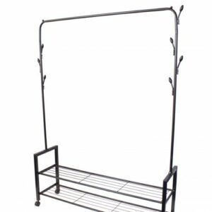 Επιδαπέδια Κρεμάστρα με 2 Ράφια και Τροχούς για Ρούχα MODERNHOME GH-203 - Image 3