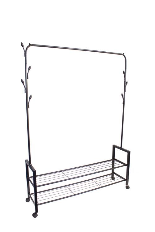 Επιδαπέδια Κρεμάστρα με 2 Ράφια και Τροχούς για Ρούχα MODERNHOME GH-203 Επιδαπέδια Κρεμάστρα με 2 Ράφια και Τροχούς για Ρούχα MODERNHOME GH-203