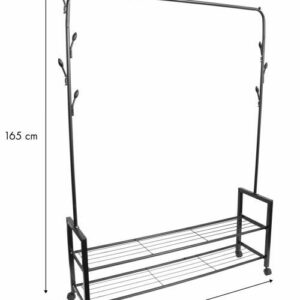 Επιδαπέδια Κρεμάστρα με 2 Ράφια και Τροχούς για Ρούχα MODERNHOME GH-203 - Image 5