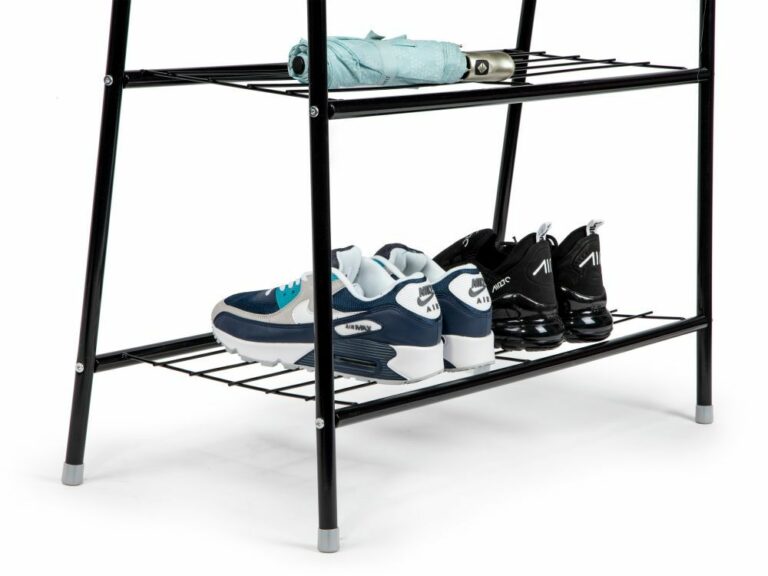 Επιδαπέδια Κρεμάστρα  με 2 Ράφια για Ρούχα και Παπούτσια MODERNHOME GH-207-Black - Image 2