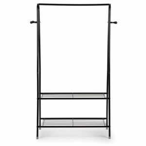 Επιδαπέδια Κρεμάστρα  με 2 Ράφια για Ρούχα και Παπούτσια MODERNHOME GH-207-Black - Image 3