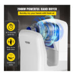 Πλαστικός Στεγνωτήρας Χεριών με Αισθητήρα Jet 2000 W 290 x 220 x 685 mm Χρώματος Λευκό VEVOR GSJLSGSPQSBS-Z774V2 - Image 5