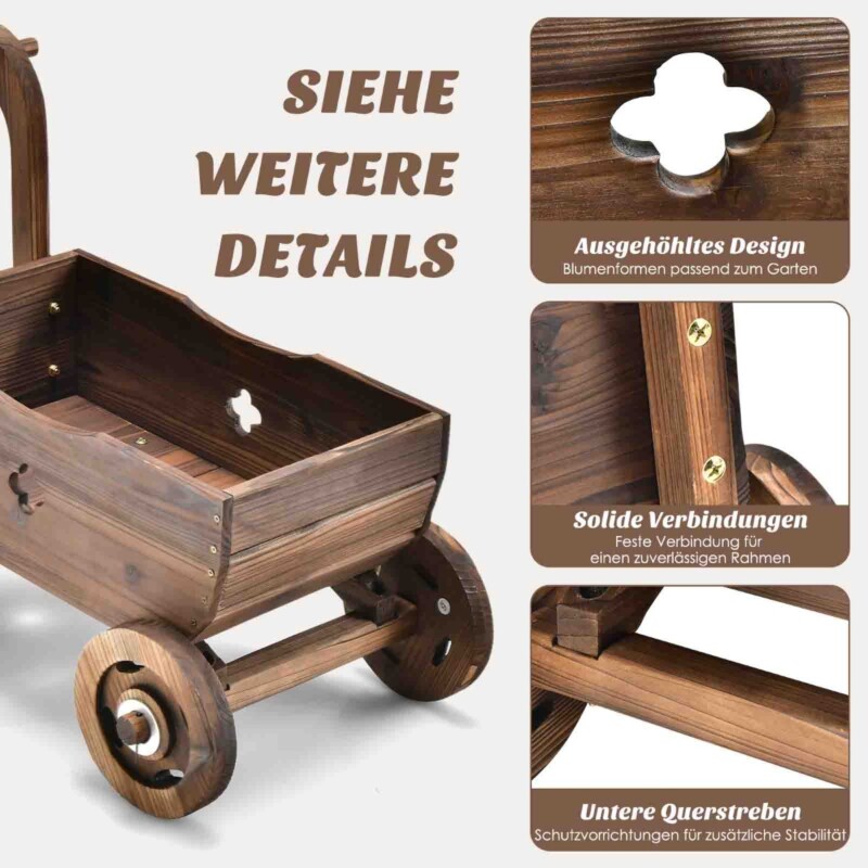 Costway Ξύλινη Ζαρντινιέρα με Ρόδες Καφέ 68 x 38 Costway Ξύλινη Ζαρντινιέρα με Ρόδες Καφέ 68 x 38