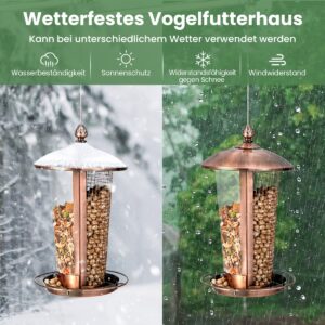 Costway  2-σε-1 Ανθεκτική Μεταλλική Ταΐστρα Πουλιών Εξωτερικού Χώρου με Διπλούς Σωλήνες και Ανυψωμένο Δίσκο GT4050 - Image 5