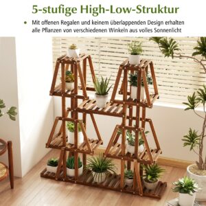 Costway ξύλινη ραφιέρα φυτών φυτοσκάλα τραπεζοειδής ραφιέρα λουλουδιών βάση λουλουδιών βάση φυτών 113 x 27 x 114 εκ. καφέ GT4114 - Image 5