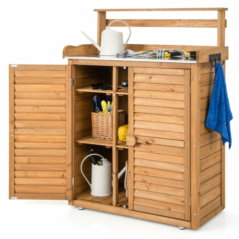 Costway Τραπέζι φύτευσης με ντουλάπι Costway Τραπέζι φύτευσης με ντουλάπι