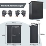 Costway Μεταλλικό Σπιτάκι Κήπου 1,5 m³ με Πλαγιαστή Στέγη Σκούρο Γκρι GT4222GR - Image 3