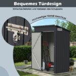 Costway Μεταλλικό Σπιτάκι Κήπου 1,5 m³ με Πλαγιαστή Στέγη Σκούρο Γκρι GT4222GR - Image 5