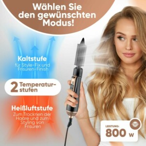 Βούρτσα Μαλλιών 800 W με Ζεστό Αέρα – Σετ 3 Εξαρτημάτων HAS3818 Clatronic - Image 4