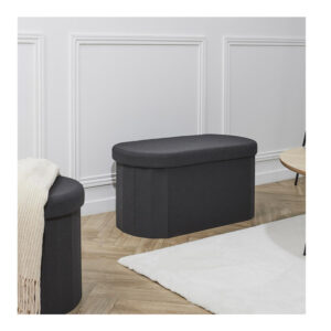 Πτυσσόμενο Σκαμπό με Αποθηκευτικό Χώρο 76 x 38 x 38 cm Χρώματος Μαύρο Home Deco Factory HD0194 - Image 3