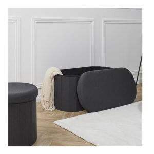 Πτυσσόμενο Σκαμπό με Αποθηκευτικό Χώρο 76 x 38 x 38 cm Χρώματος Μαύρο Home Deco Factory HD0194 - Image 4