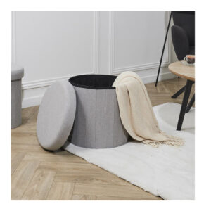 Πτυσσόμενο Σκαμπό με Αποθηκευτικό Χώρο 38 x 38 cm Χρώματος Γκρι Home Deco Factory HD0196 - Image 3