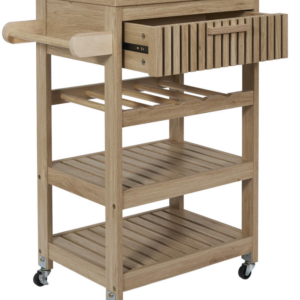 Ξύλινο Τρόλει Κουζίνας με 3 Ράφια και Συρτάρι 65 x 84.5 x 40 cm HD0312 Home Deco Factory - Image 3