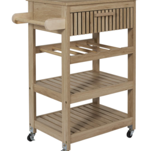 Ξύλινο Τρόλει Κουζίνας με 3 Ράφια και Συρτάρι 65 x 84.5 x 40 cm HD0312 Home Deco Factory