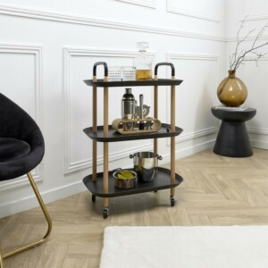 Τροχήλατο Ντουλάπι Αποθήκευσης Κουζίνας - Τρόλει 56 x 81 x 35,5cm - Μαύρο HD0439 Home Deco Factory - Image 3