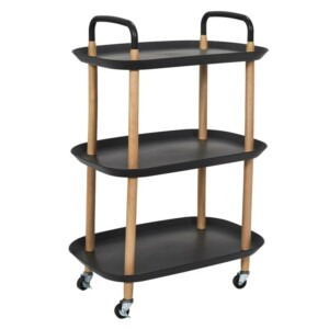 Τροχήλατο Ντουλάπι Αποθήκευσης Κουζίνας - Τρόλει 56 x 81 x 35,5cm - Μαύρο HD0439 Home Deco Factory - Image 4