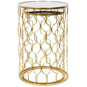 Σετ Μεταλλικά Στρογγυλά Τραπεζάκια 2 Τεμάχια - Χρυσό HD0444 Home Deco Factory - Image 3