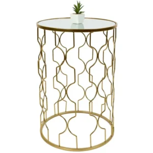 Σετ Μεταλλικά Στρογγυλά Τραπεζάκια 2 Τεμάχια - Χρυσό HD0444 Home Deco Factory - Image 4
