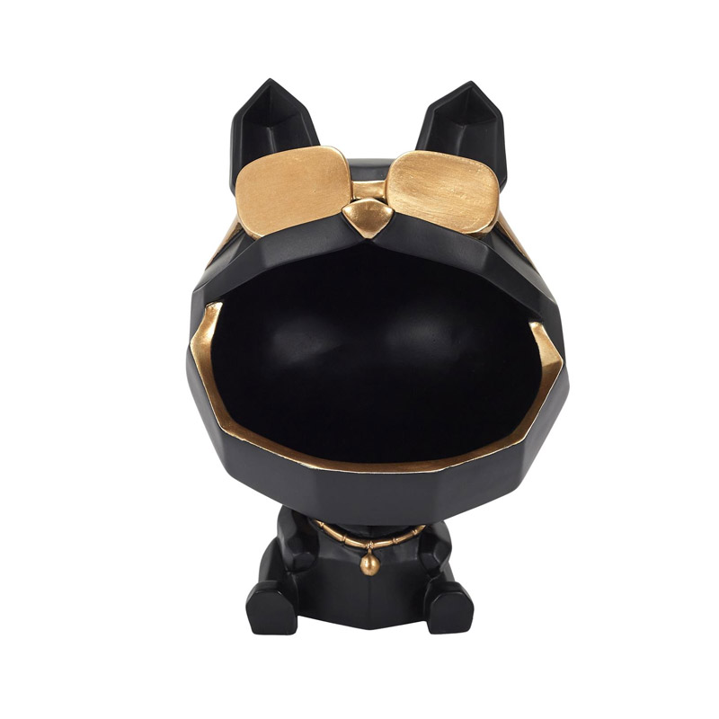 Διακοσμητικός Σκύλος Πολυρητίνης 17 x 17 x 23.5 cm Χρώματος Μαύρο Home Deco Factory HD1306