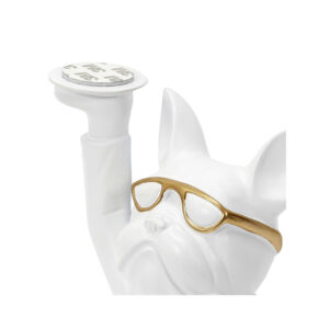 Διακοσμητικό Σκυλάκι Πολυρητίνης με Δίσκο 21 x 21 x 18 cm Χρώματος Λευκό Home Deco Factory HD1323 - Image 2