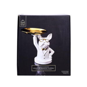 Διακοσμητικό Σκυλάκι Πολυρητίνης με Δίσκο 21 x 21 x 18 cm Χρώματος Λευκό Home Deco Factory HD1323 - Image 5