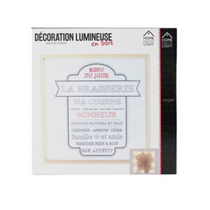 Επιτοίχιο Ξύλινο Τετράγωνο Φωτιστικό LED Πίνακας La Brasserie 24 x 24 x 3 cm Home Deco Factory HD1466 - Image 2