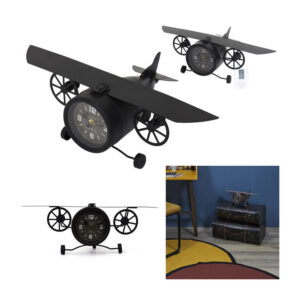 Μεταλλικό Επιτραπέζιο Ρολόι Vintage Αεροπλάνο 17 x 26 x 47 cm Home Deco Factory HD1910 - Image 5