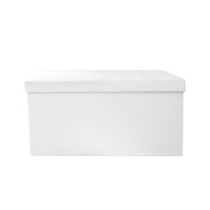 Πτυσσόμενο Σκαμπό με Αποθηκευτικό Χώρο 76.5 x 37.5 x 37.5 cm Χρώματος Λευκό Home Deco Factory HD3406